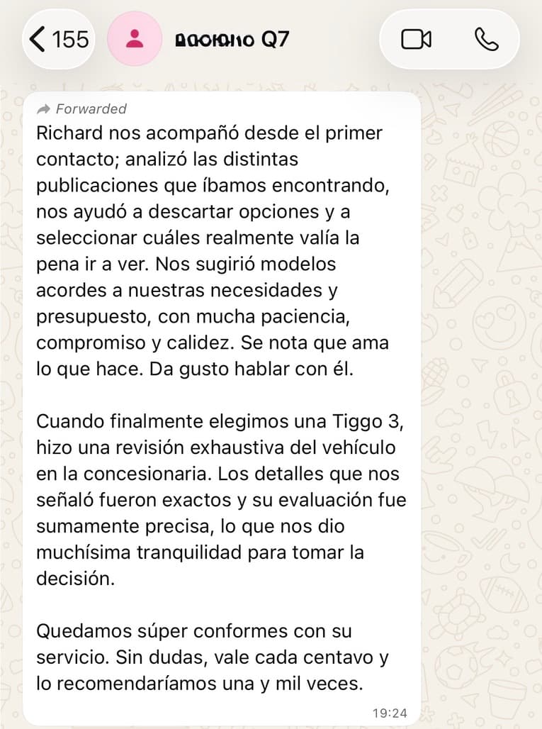 Mensaje de un cliente tras la revisión (10 de 11)